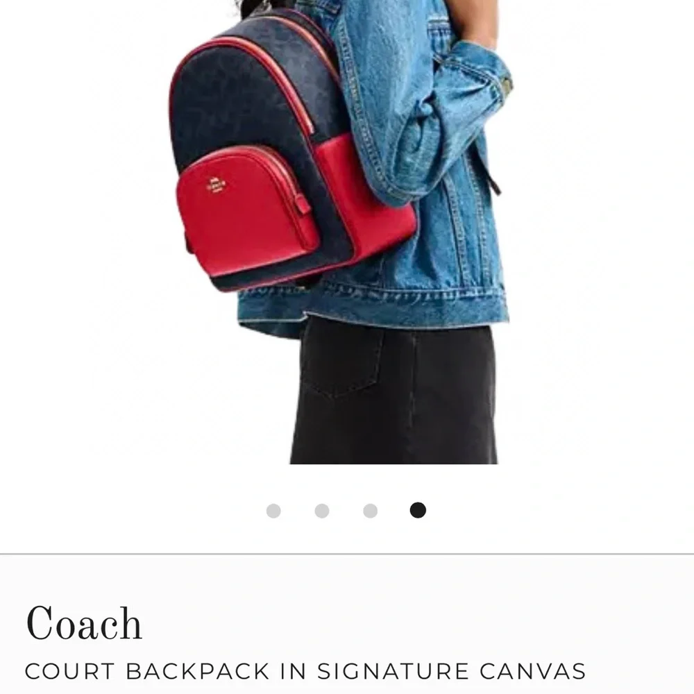 Coach Navy and Red Signature Court Leather Backpack. MSRP $450 NWT FLASH SALE! - Picture 4 of 8
